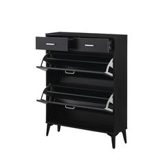Large Shoe Cabinet - Free Standing Shoe Rack Organizer - Black