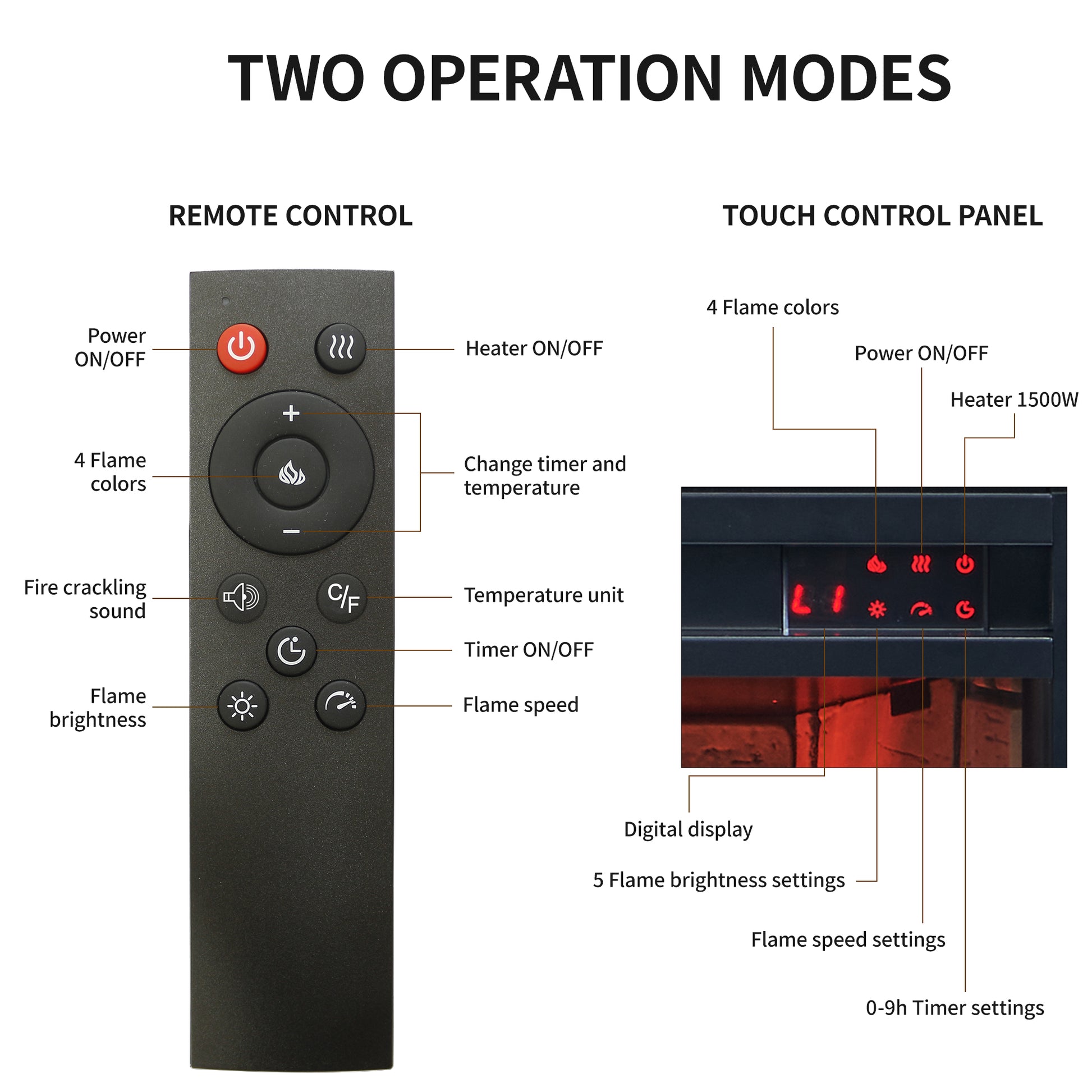 65" Fireplace TV Stand for TVs up to 75",with 28" Electric Fireplace and LED Light image 7