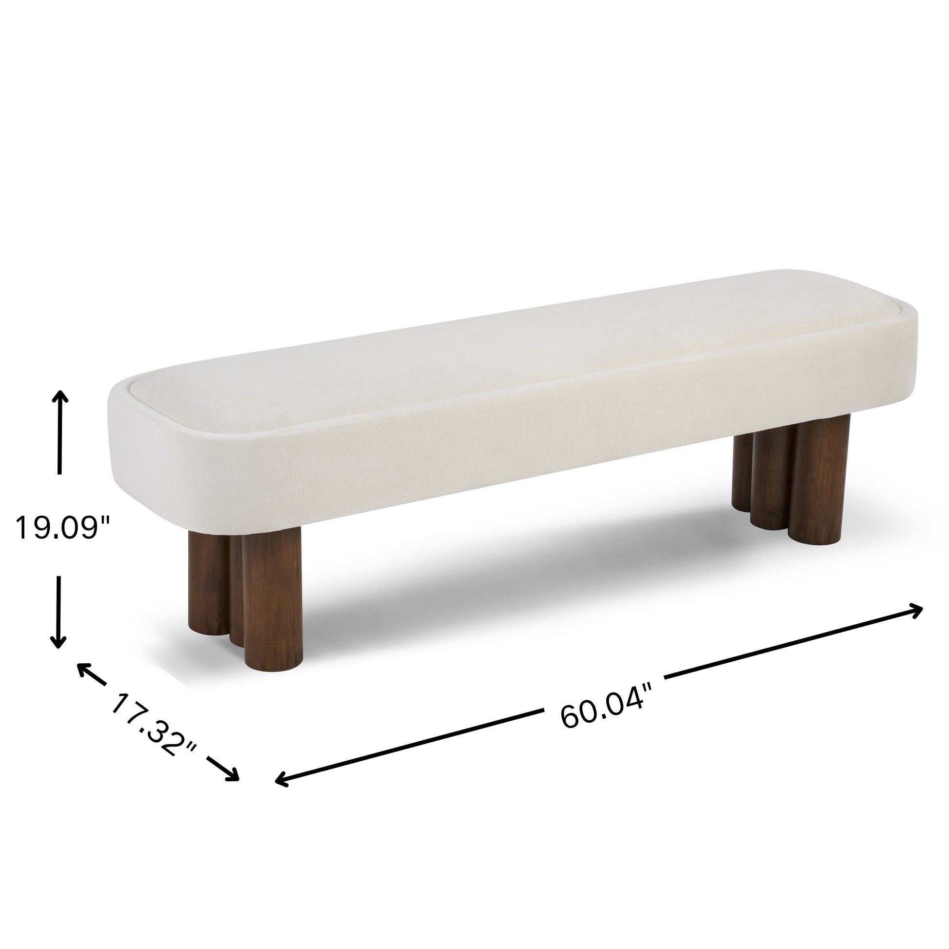 Indoor Beige Fabric Dining Bench with Walnut Color Legs, 60.04'L Upholstered Seating for Kitchen, Dining Room and Living Space,250lbs Capacity image 4