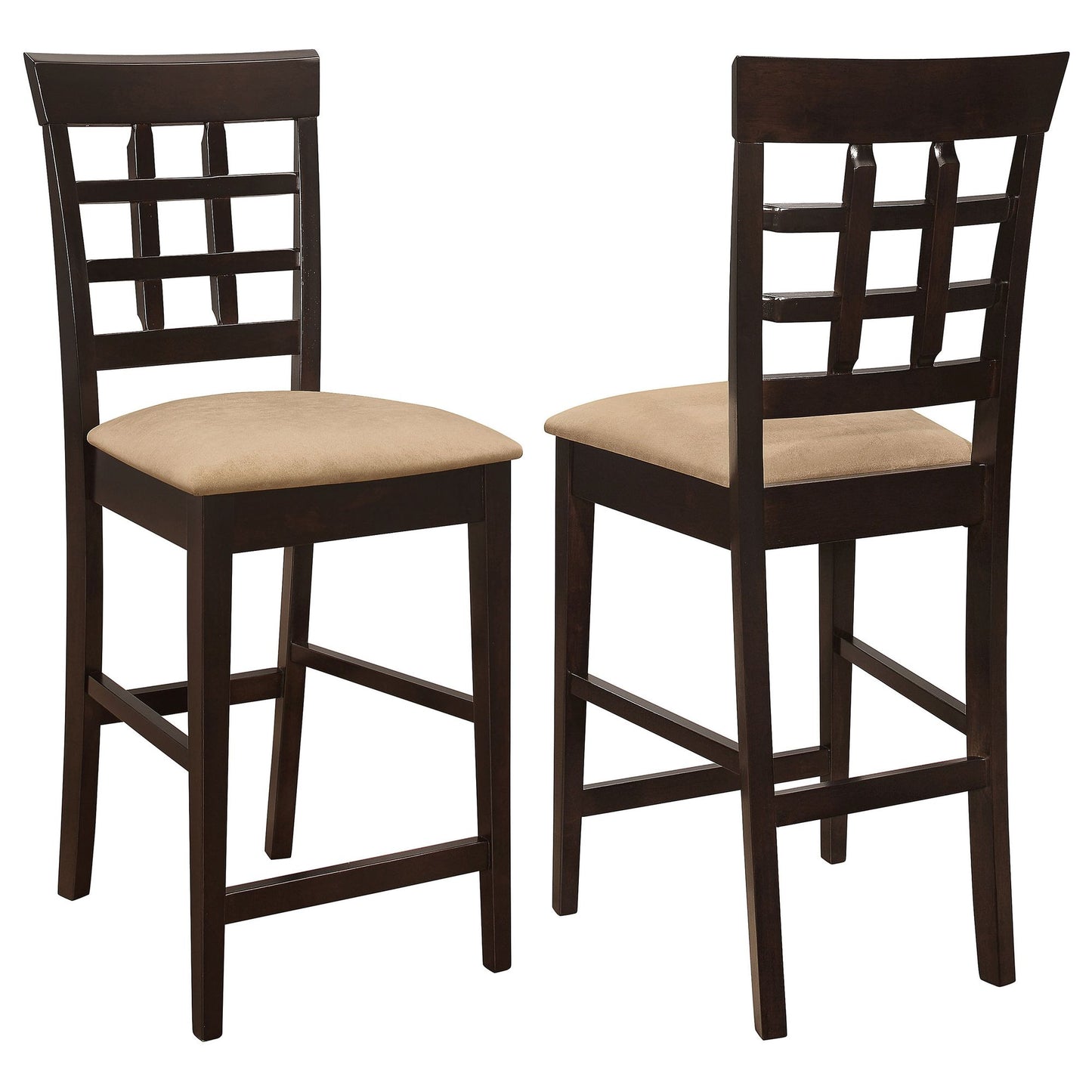 Beige and Cappuccino Upholstered Counter Height Stools (Set of 2) image 2
