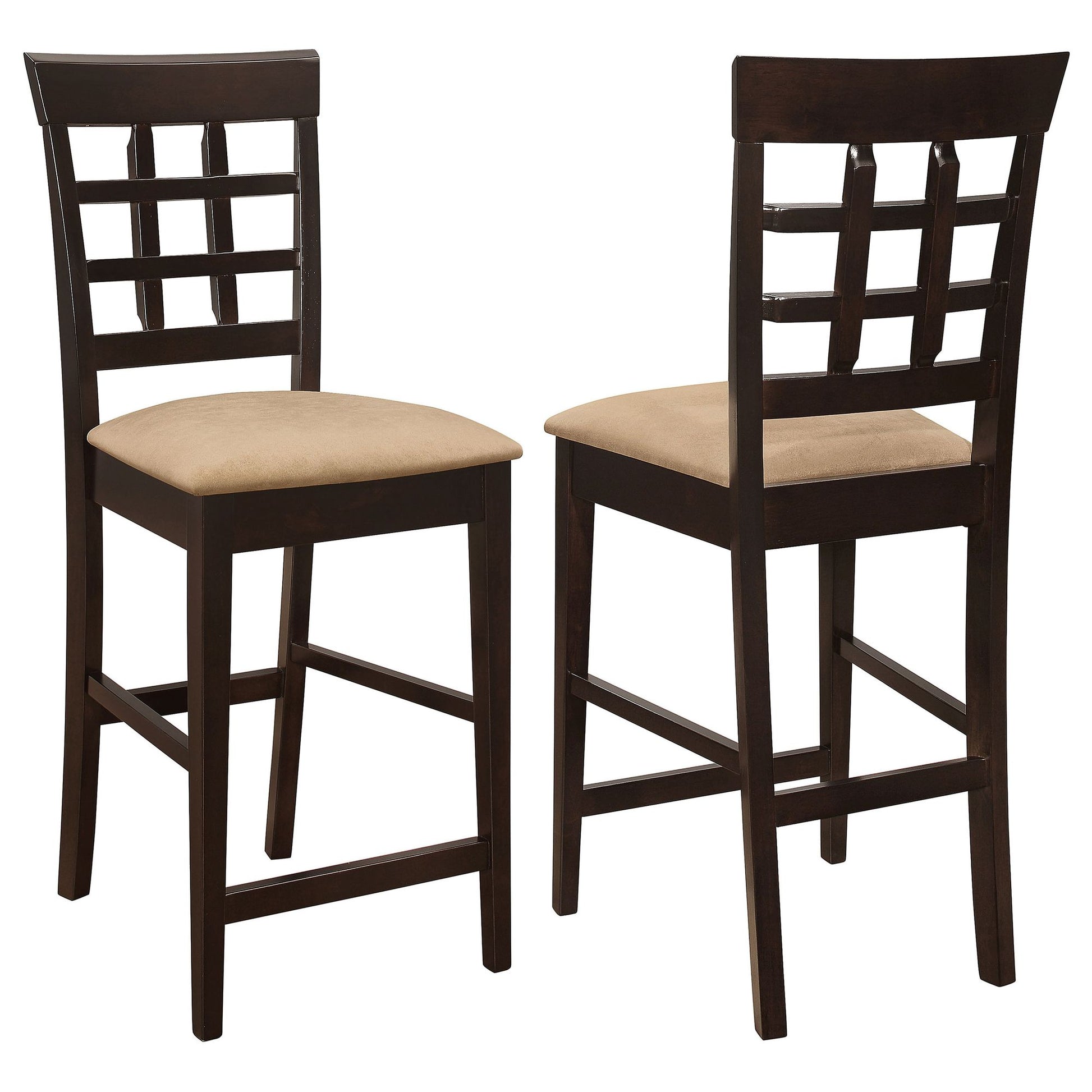 Beige and Cappuccino Upholstered Counter Height Stools (Set of 2) image 2