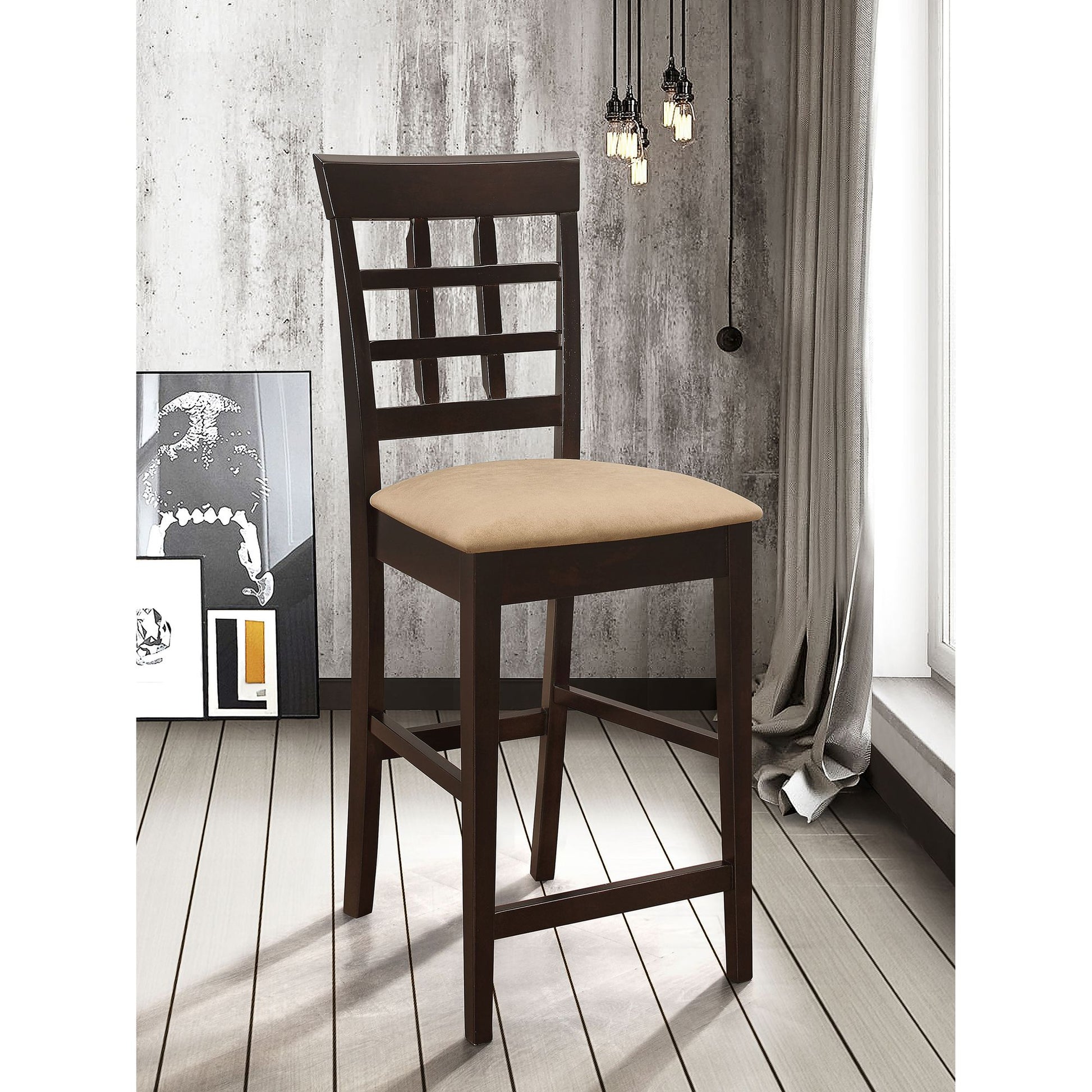 Beige and Cappuccino Upholstered Counter Height Stools (Set of 2) image 1
