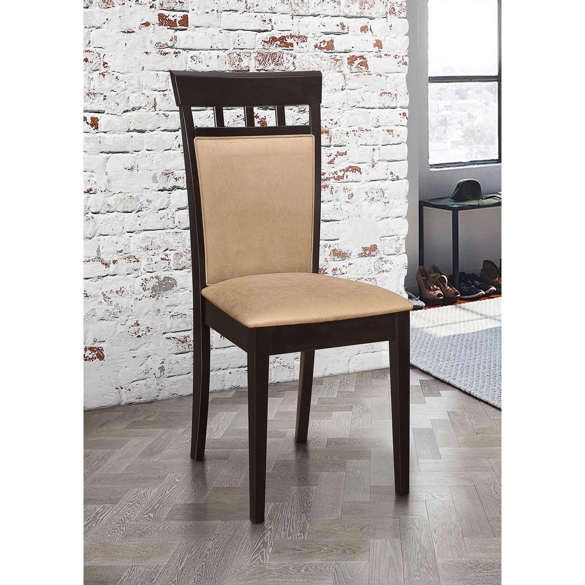Beige and Cappuccino Upholstered Side Chairs (Set of 2) image 1