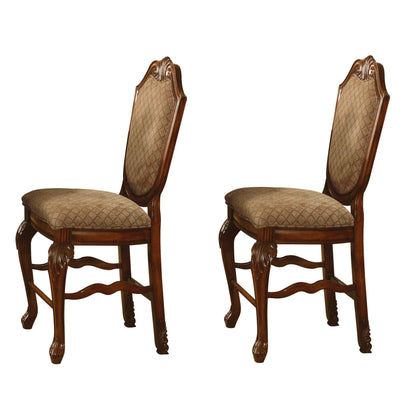 Beige and Cherry Solid Back Counter Height Stools (Set of 2) image 1