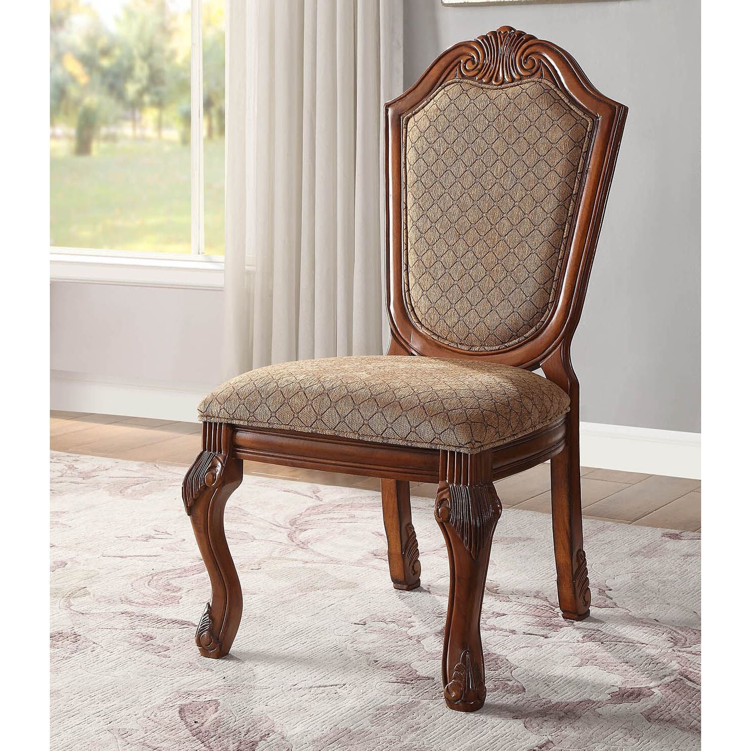 Beige and Cherry Solid Back Side Chairs (Set of 2) image 4