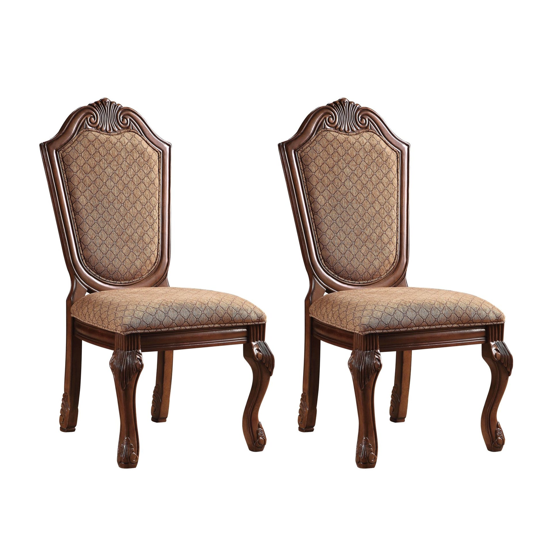 Beige and Cherry Solid Back Side Chairs (Set of 2) image 1
