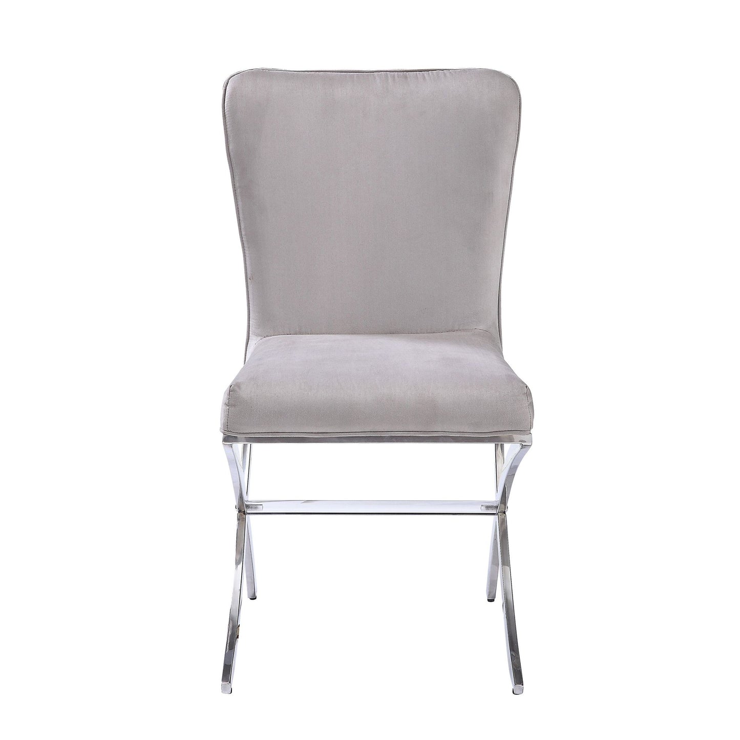 Beige and Chrome Side Chairs with Metal X Shape Legs (Set of 2) image 2
