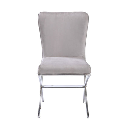 Beige and Chrome Side Chairs with Metal X Shape Legs (Set of 2) image 2