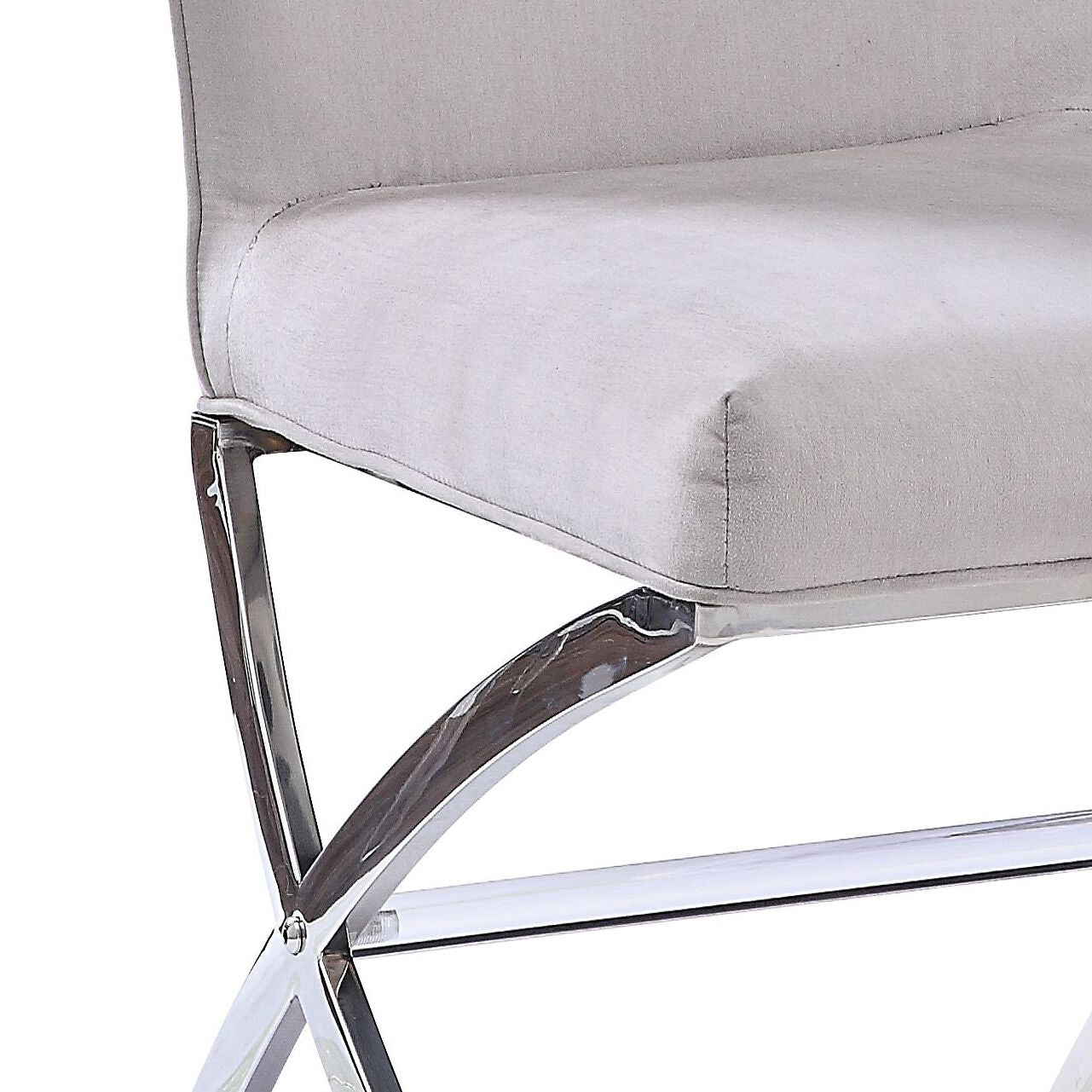 Beige and Chrome Side Chairs with Metal X Shape Legs (Set of 2) image 5