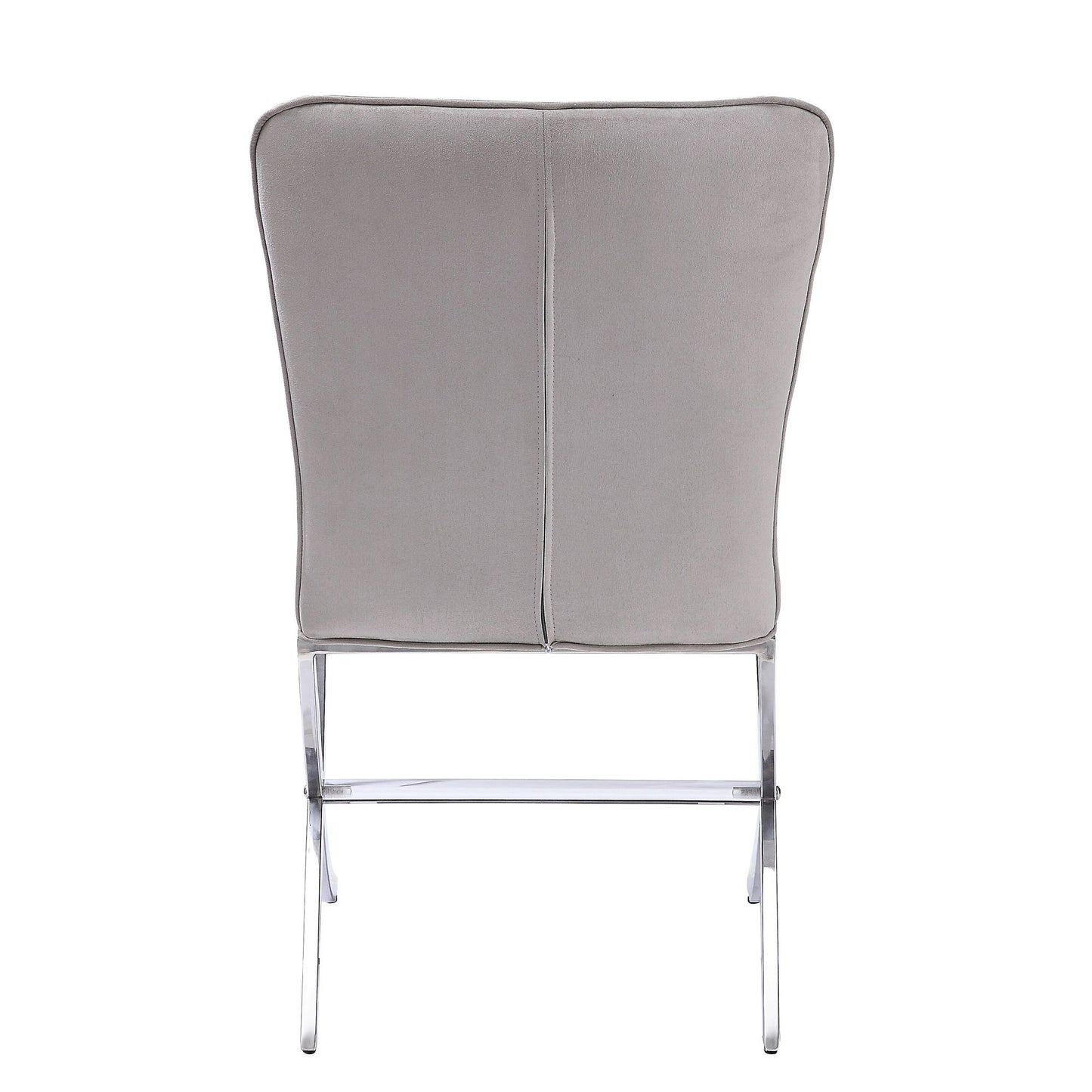 Beige and Chrome Side Chairs with Metal X Shape Legs (Set of 2) image 4