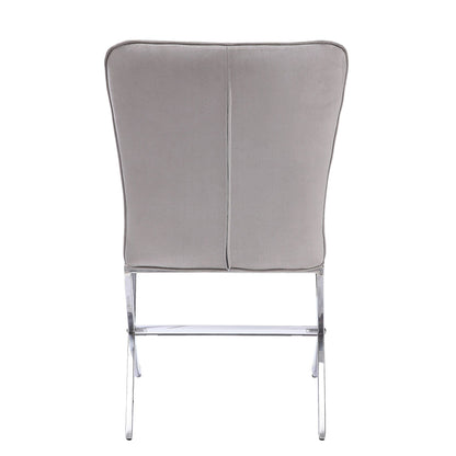 Beige and Chrome Side Chairs with Metal X Shape Legs (Set of 2) image 4