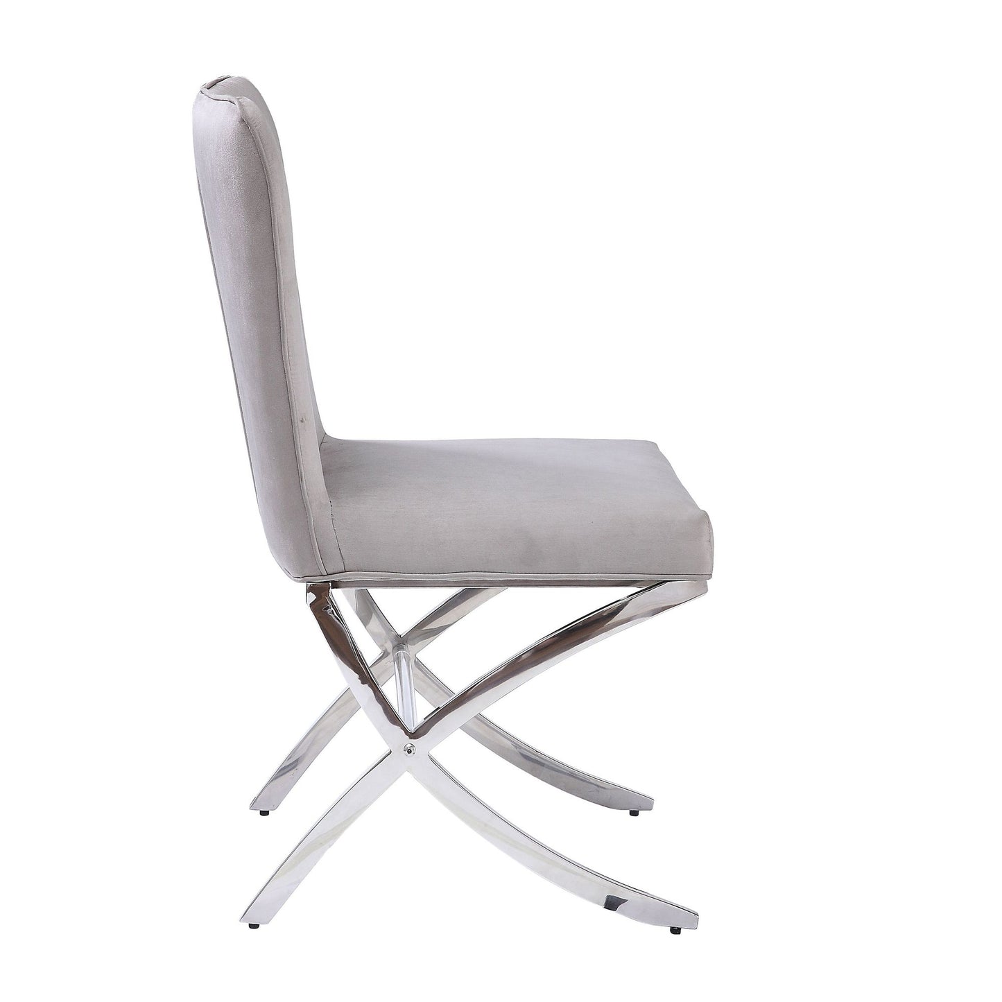 Beige and Chrome Side Chairs with Metal X Shape Legs (Set of 2) image 3