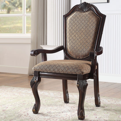 Beige and Espresso Arm Chairs with Arched Backrest (Set of 2) image 5