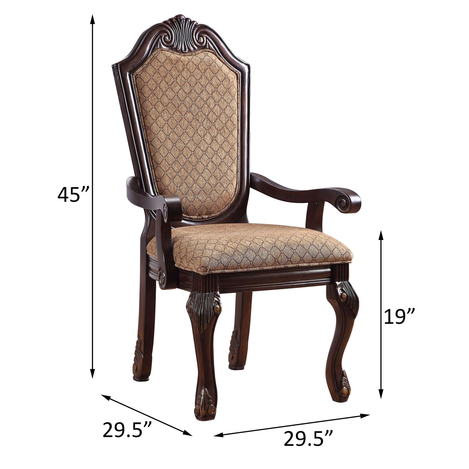Beige and Espresso Arm Chairs with Arched Backrest (Set of 2) image 4