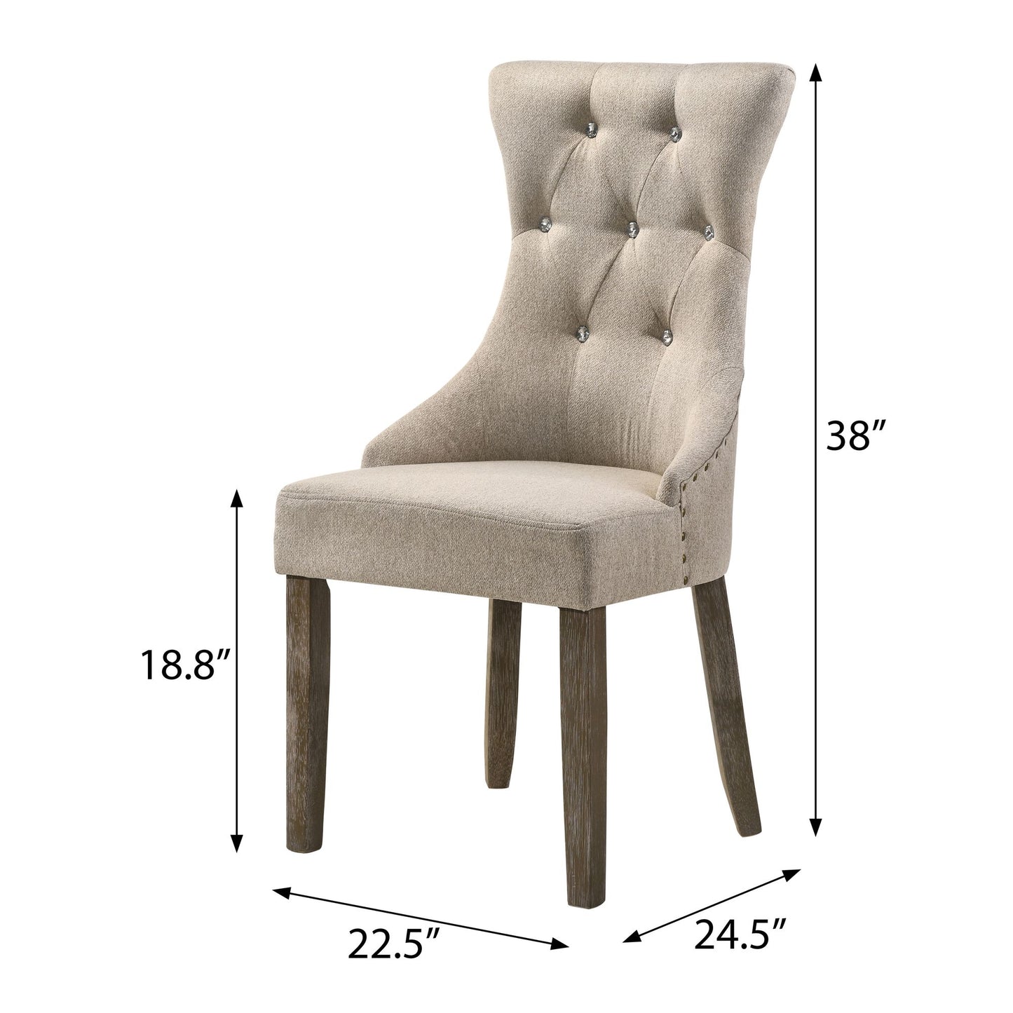 Beige and Reclaimed Grey Tufted Back Side Chairs (Set of 2) image 5