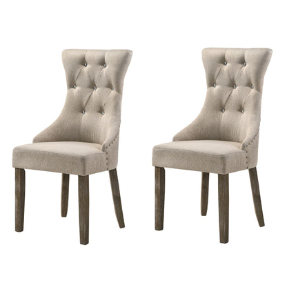 Beige and Reclaimed Grey Tufted Back Side Chairs (Set of 2) image 1