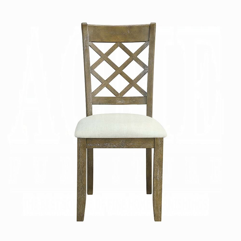 Beige and Rustic Oak Lattice Back Side Chairs (Set of 2) image 2