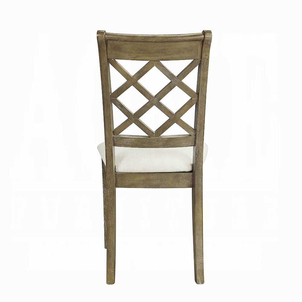Beige and Rustic Oak Lattice Back Side Chairs (Set of 2) image 4