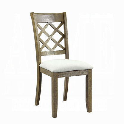 Beige and Rustic Oak Lattice Back Side Chairs (Set of 2) image 1
