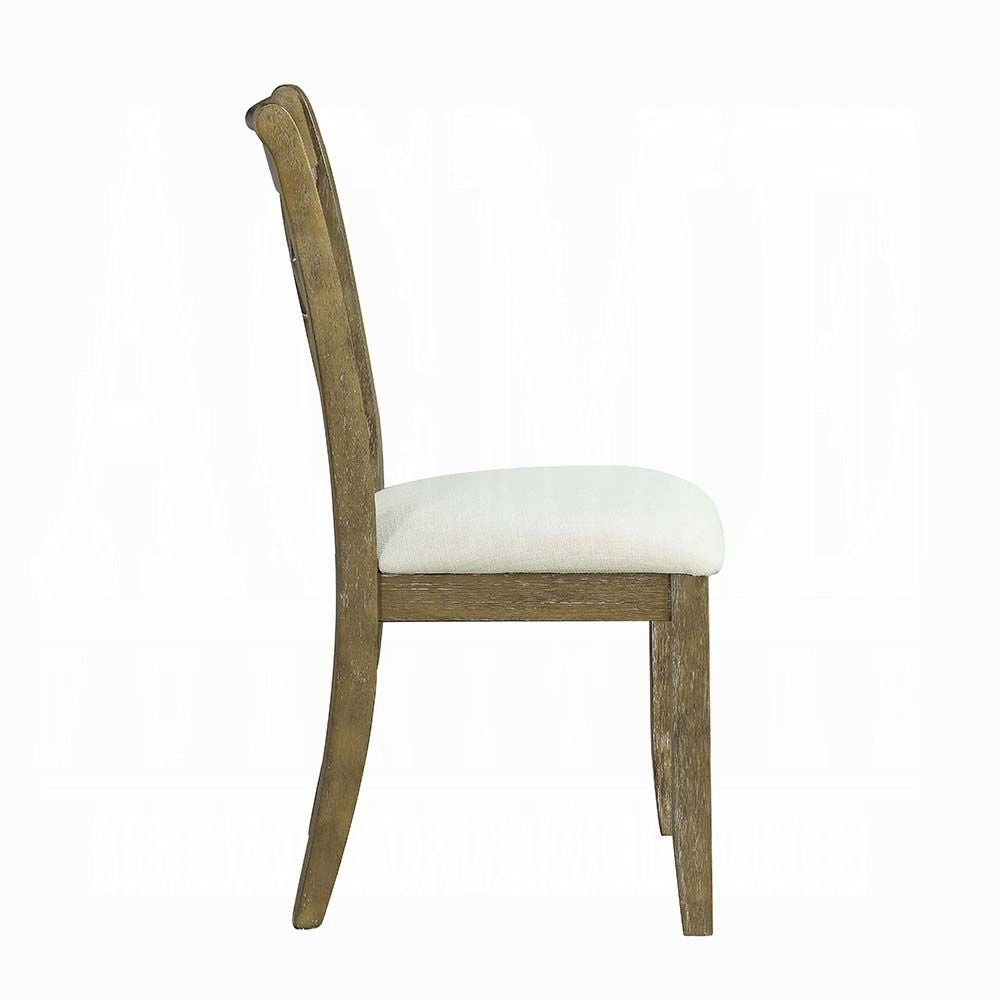 Beige and Rustic Oak Lattice Back Side Chairs (Set of 2) image 3