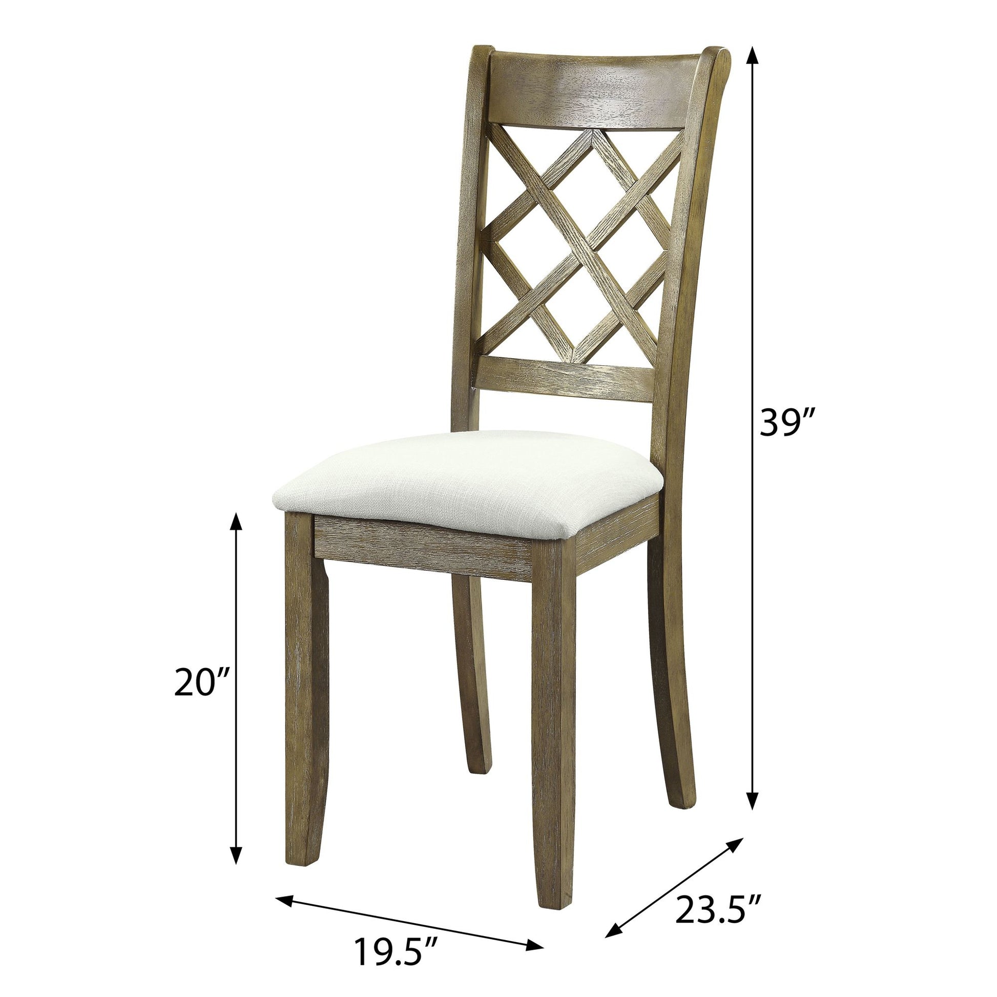 Beige and Rustic Oak Lattice Back Side Chairs (Set of 2) image 6