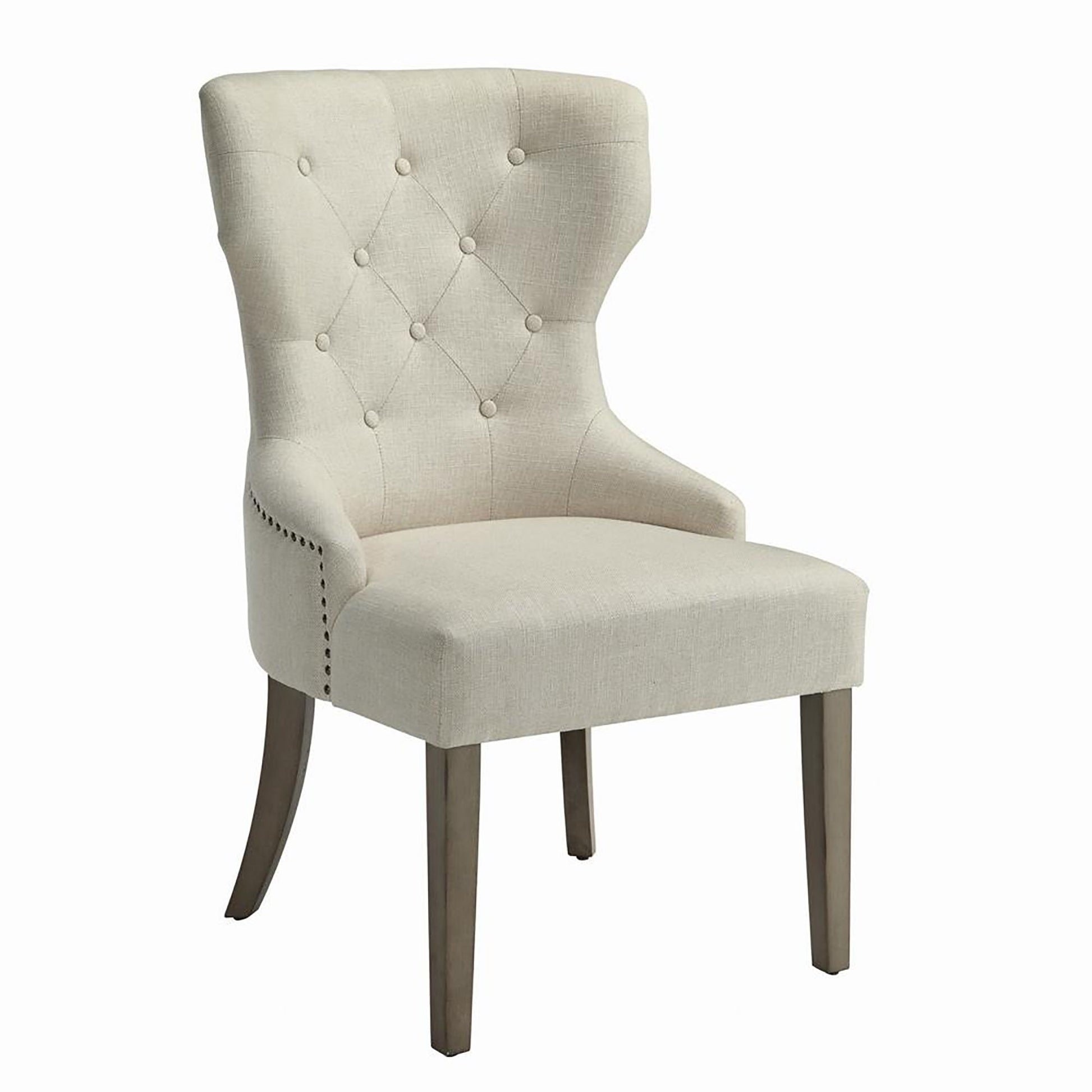 Beige and Rustic Smoke Tufted Dining Chair image 1