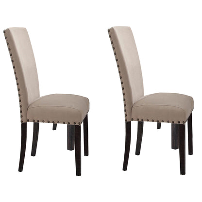 Beige and Salvage Dark Oak Upholstery Side Chair (Set of 2) image 1