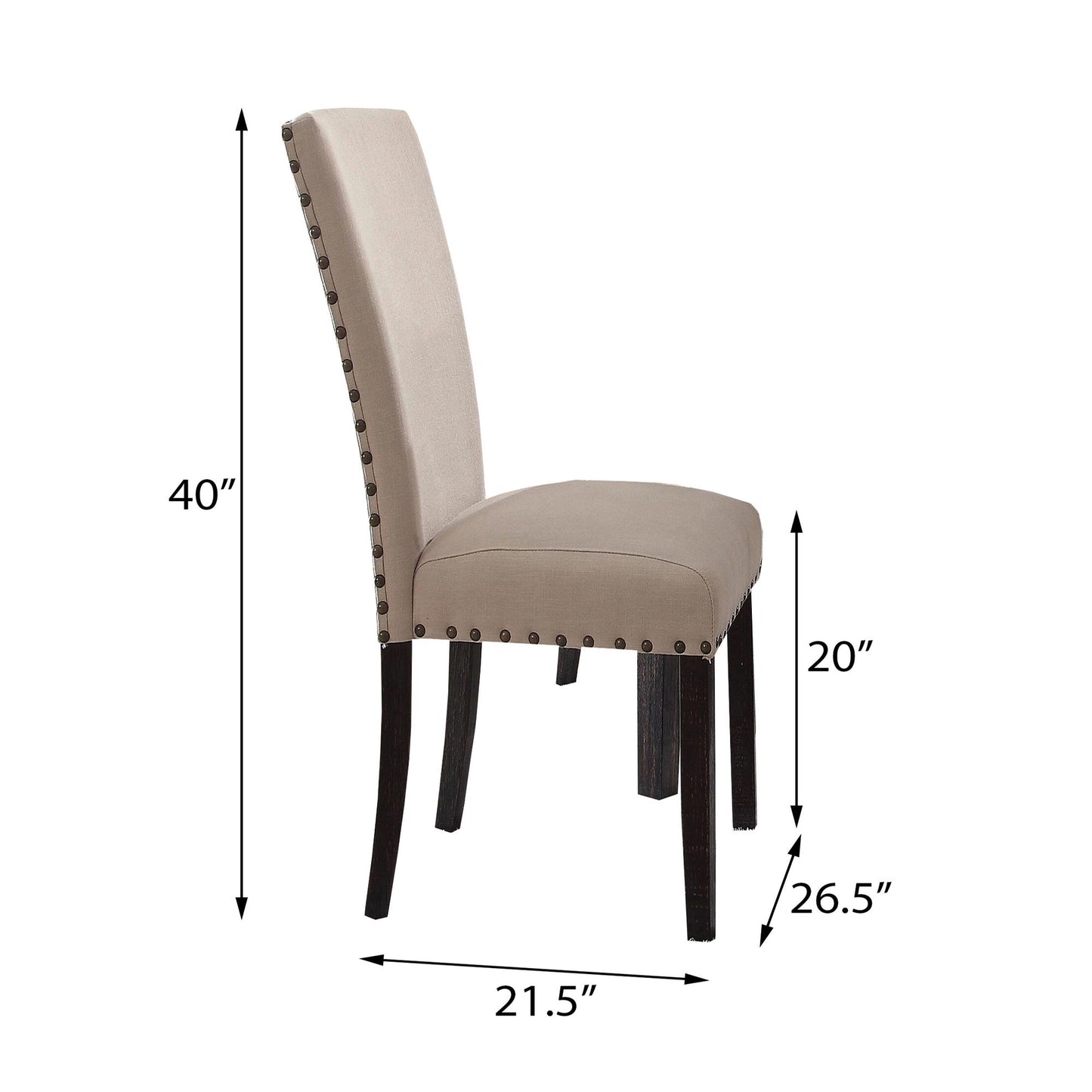 Beige and Salvage Dark Oak Upholstery Side Chair (Set of 2) image 4