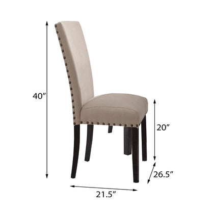 Beige and Salvage Dark Oak Upholstery Side Chair (Set of 2) image 4
