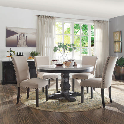 Beige and Salvage Dark Oak Upholstery Side Chair (Set of 2) image 5