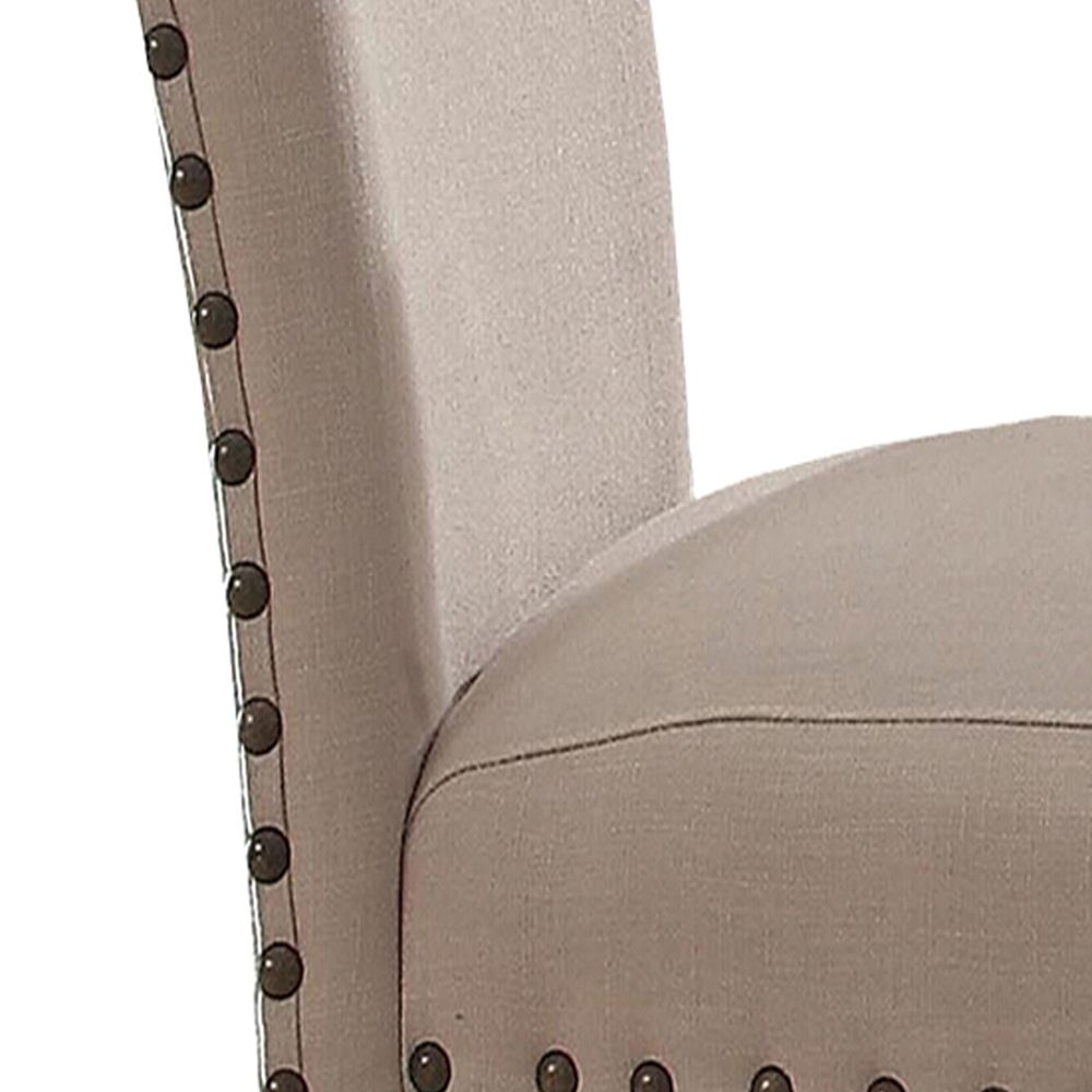 Beige and Salvage Dark Oak Upholstery Side Chair (Set of 2) image 2