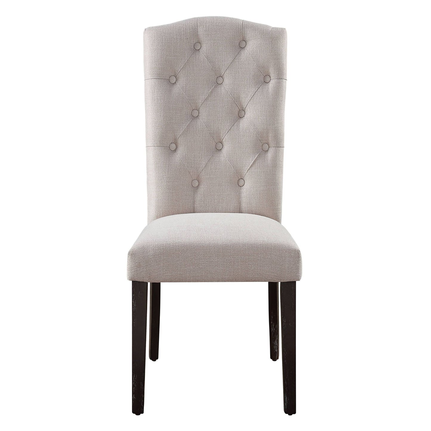 Beige and Weathered Espresso Tufted Back Side Chairs (Set of 2) image 2