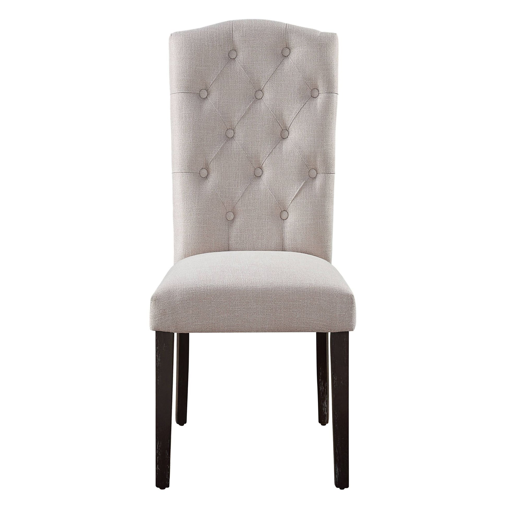 Beige and Weathered Espresso Tufted Back Side Chairs (Set of 2) image 2