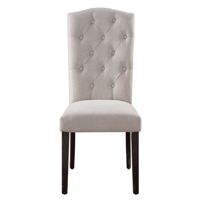 Beige and Weathered Espresso Tufted Back Side Chairs (Set of 2) image 2