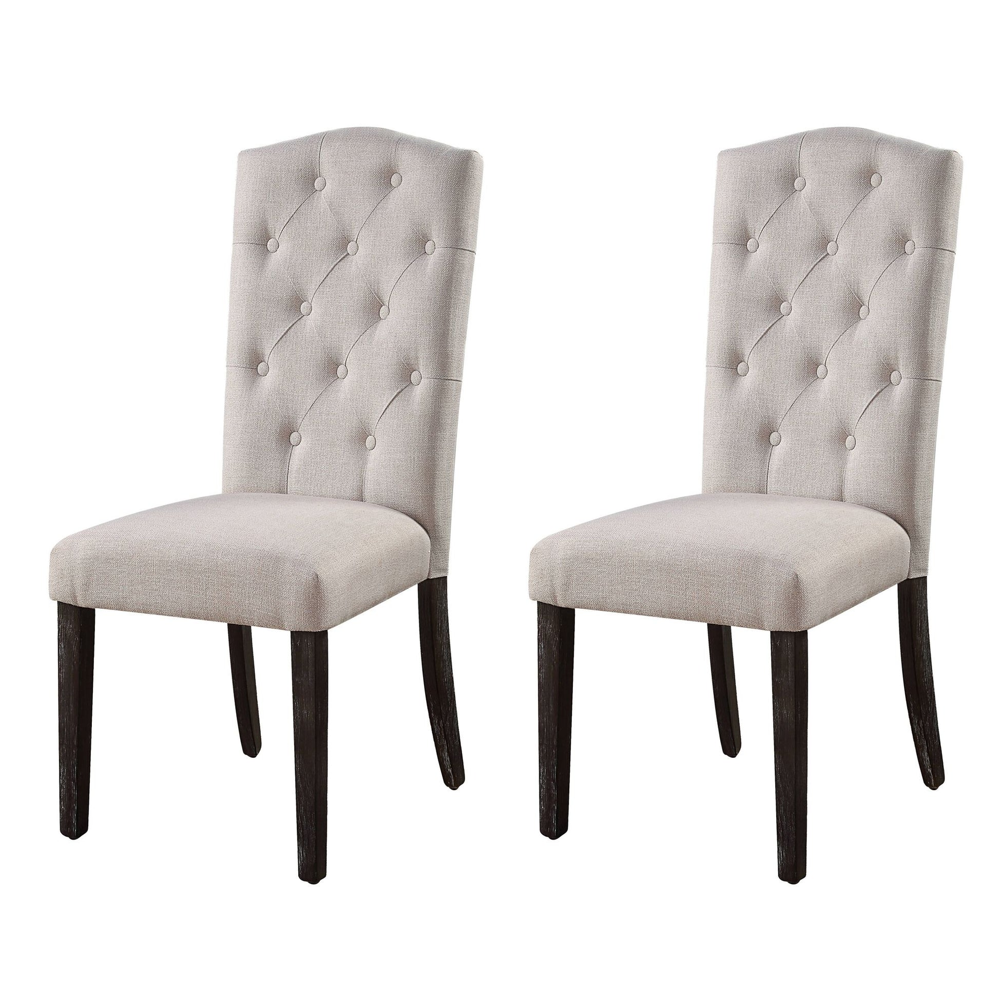 Beige and Weathered Espresso Tufted Back Side Chairs (Set of 2) image 1