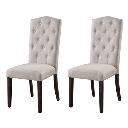 Beige and Weathered Espresso Tufted Back Side Chairs (Set of 2) image 1