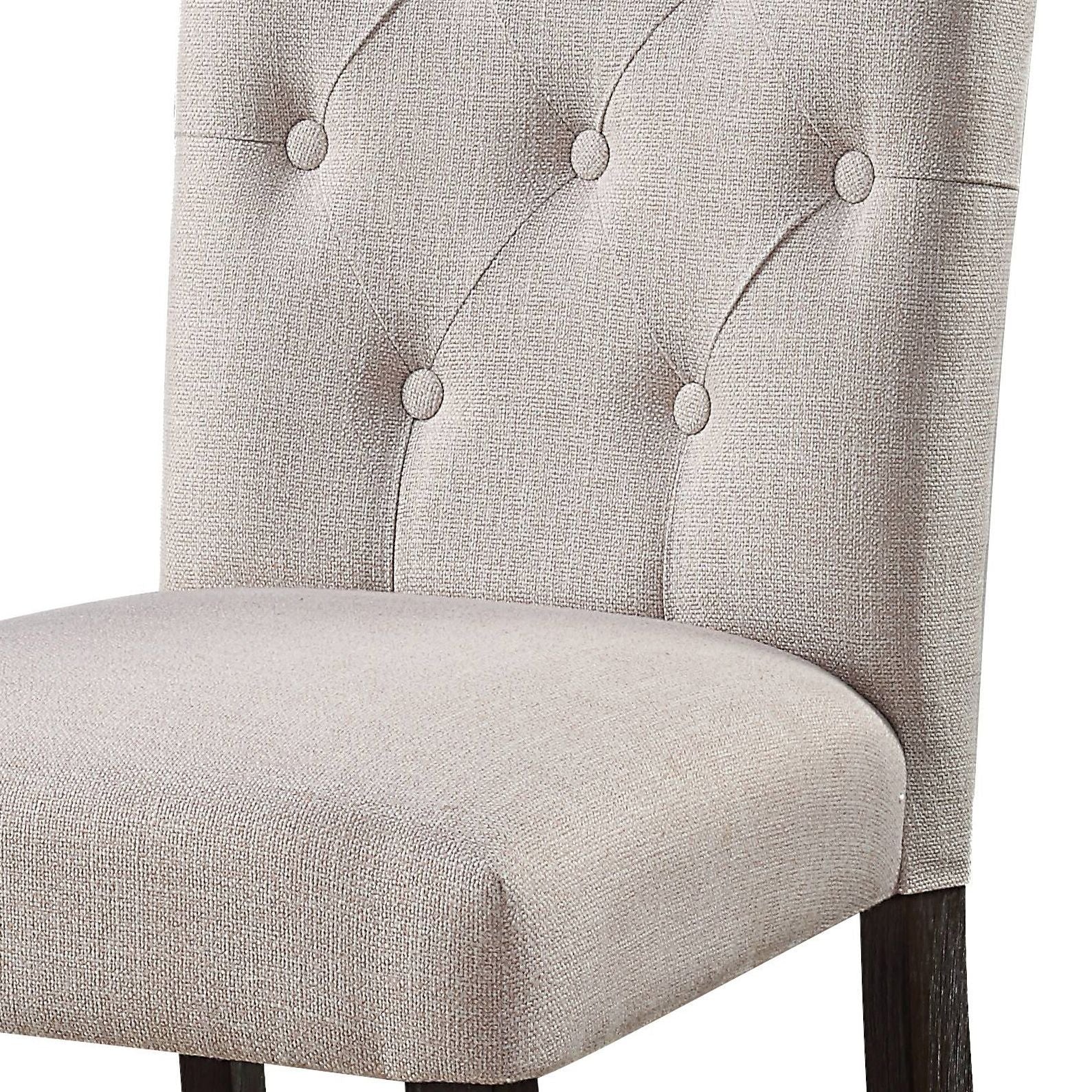 Beige and Weathered Espresso Tufted Back Side Chairs (Set of 2) image 6