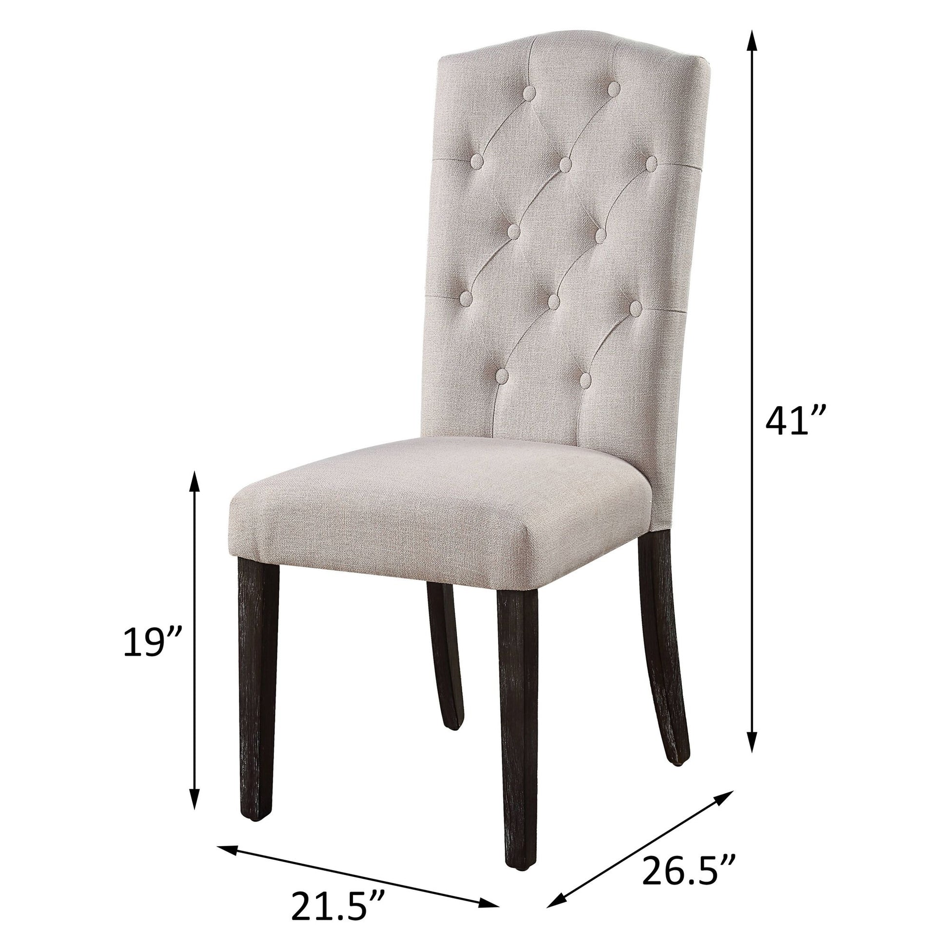 Beige and Weathered Espresso Tufted Back Side Chairs (Set of 2) image 7