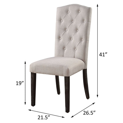 Beige and Weathered Espresso Tufted Back Side Chairs (Set of 2) image 7