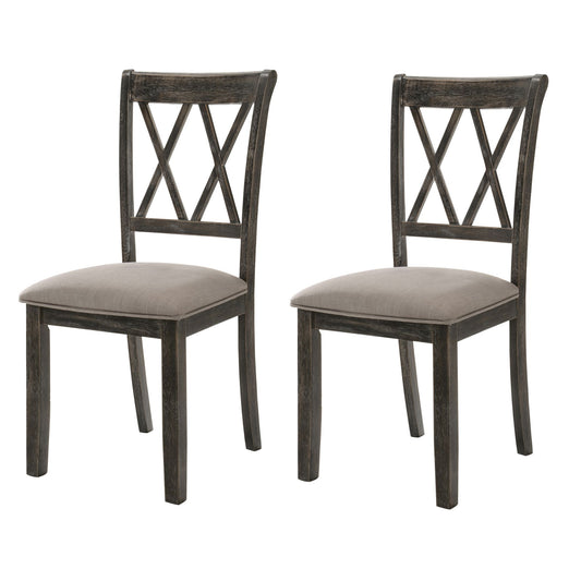Beige and Weathered Grey Cross Back Side Chairs (Set of 2) image 1