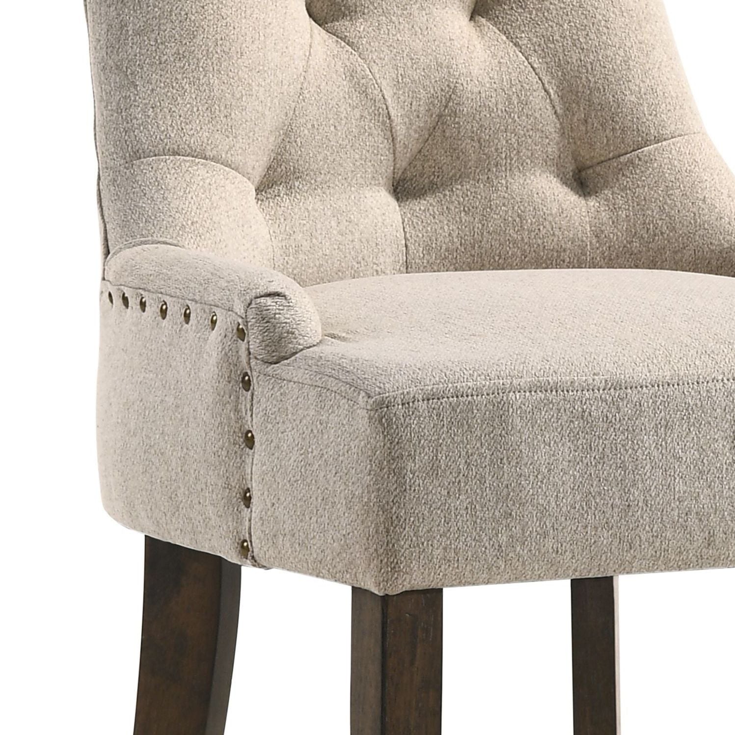 Beige and Weathered Oak Tufted Back Parson Chairs (Set of 2) image 6