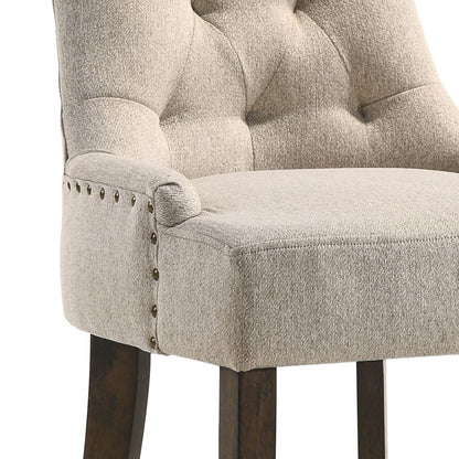 Beige and Weathered Oak Tufted Back Parson Chairs (Set of 2) image 6