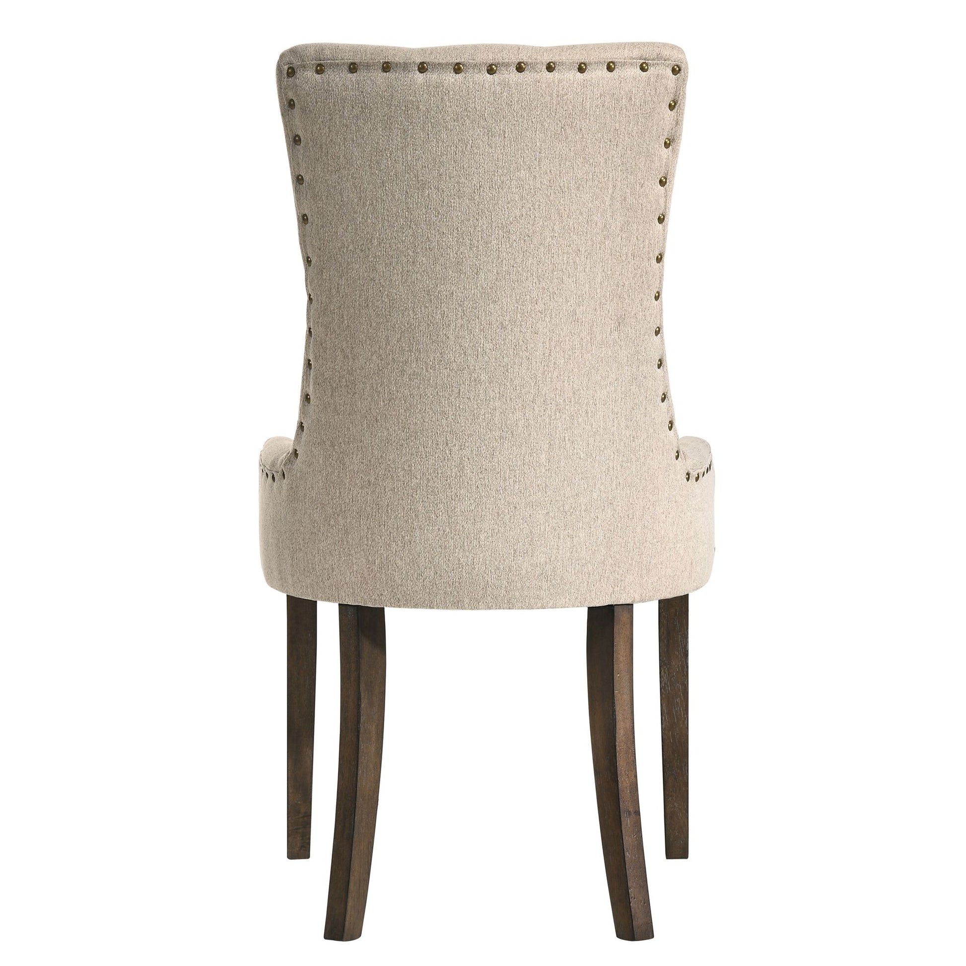 Beige and Weathered Oak Tufted Back Parson Chairs (Set of 2) image 3
