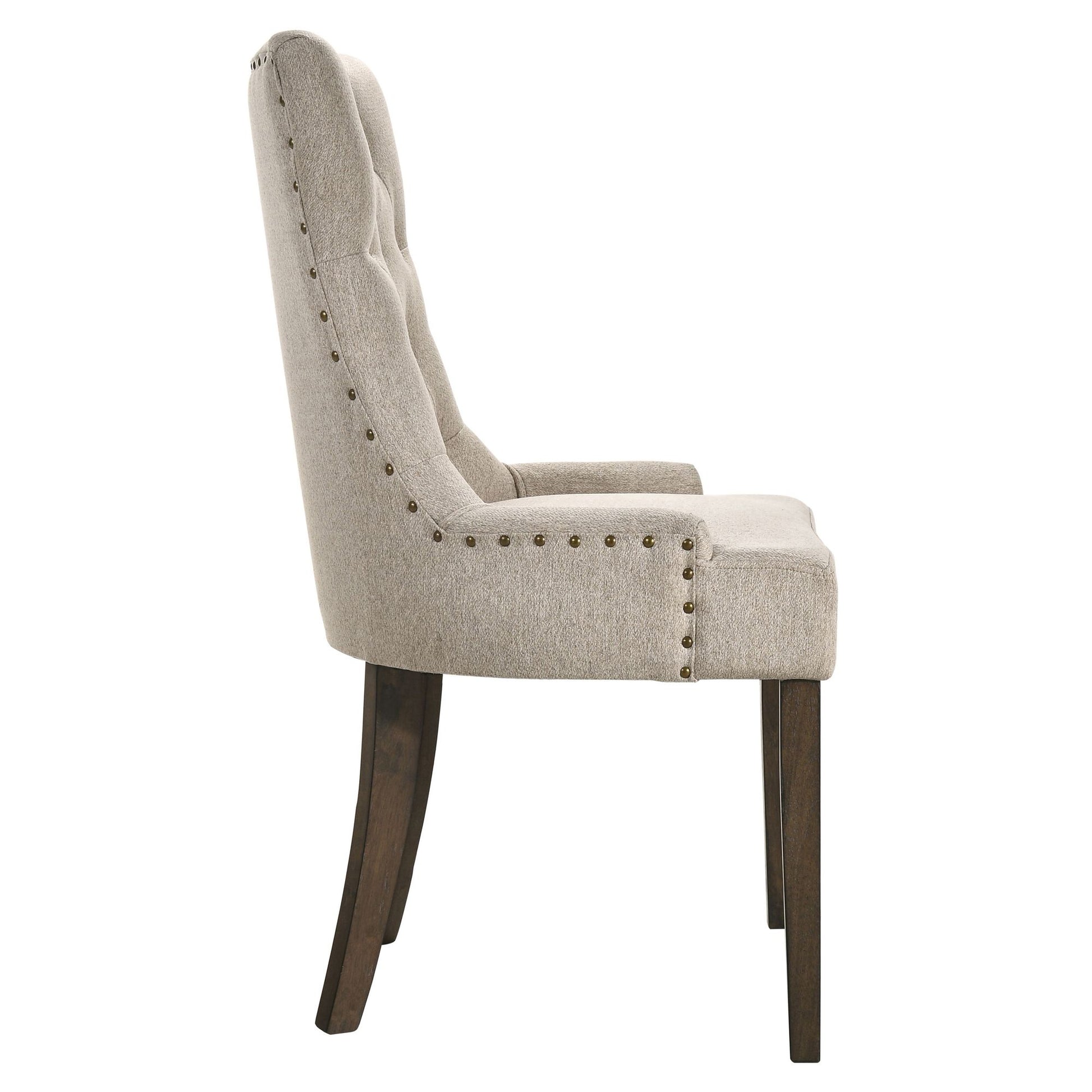 Beige and Weathered Oak Tufted Back Parson Chairs (Set of 2) image 4