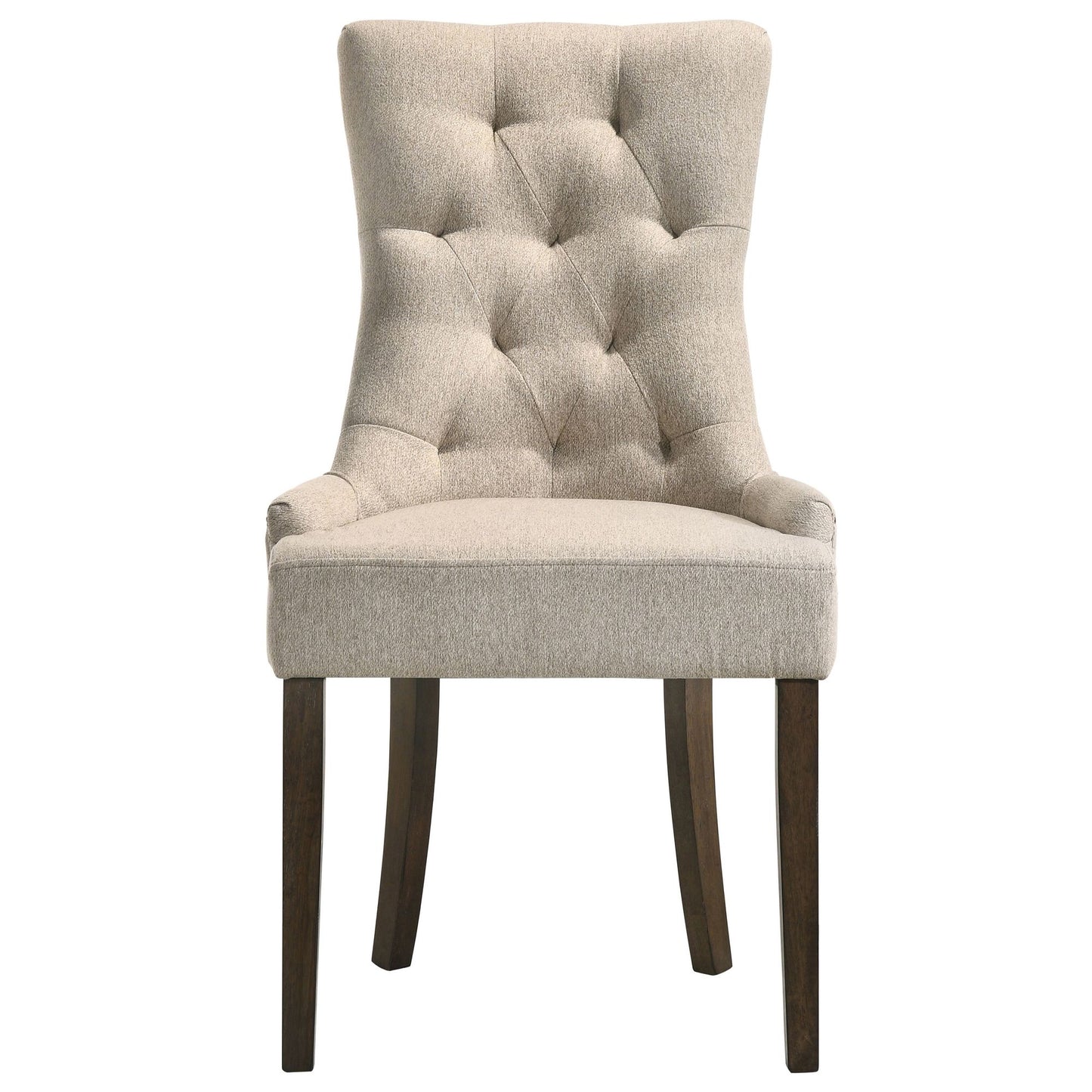 Beige and Weathered Oak Tufted Back Parson Chairs (Set of 2) image 2