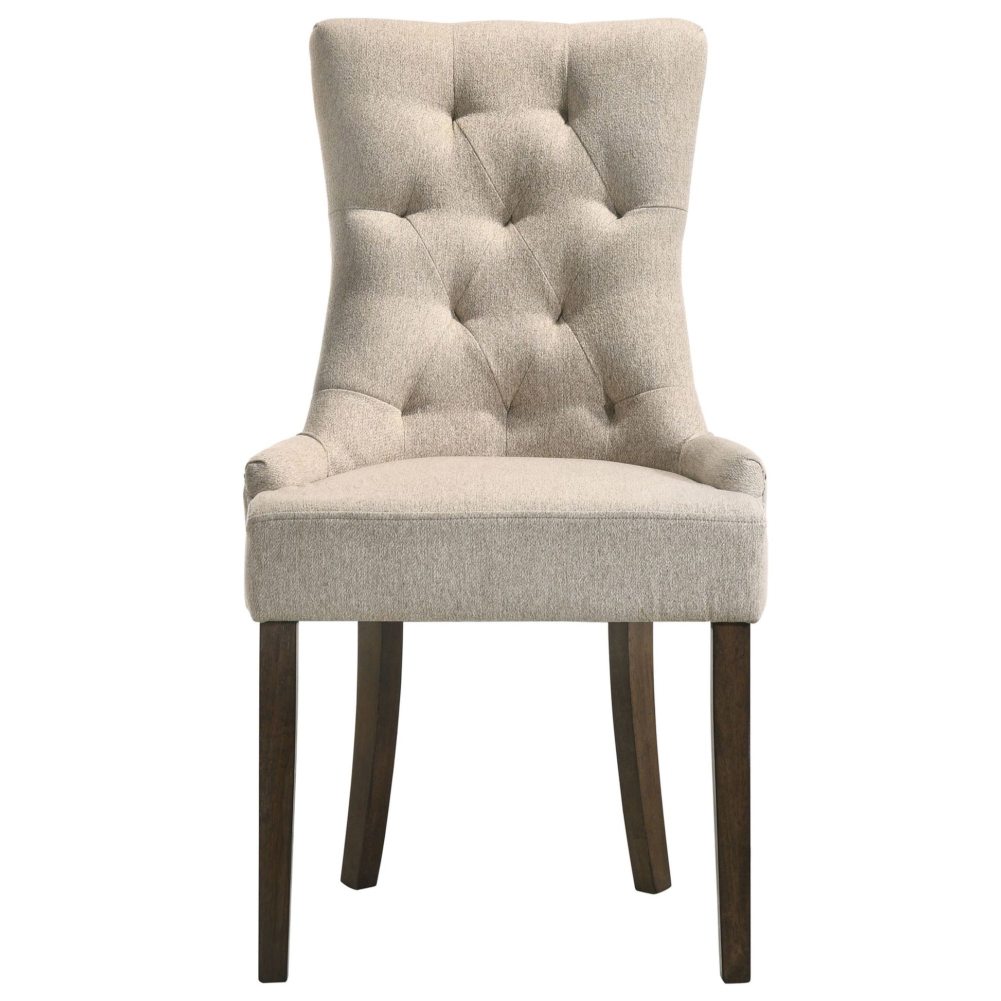 Beige and Weathered Oak Tufted Back Parson Chairs (Set of 2) image 2