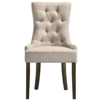 Beige and Weathered Oak Tufted Back Parson Chairs (Set of 2) image 2