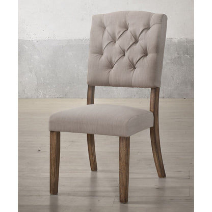 Beige and Weathered Oak Tufted Back Side Chairs (Set of 2) image 1