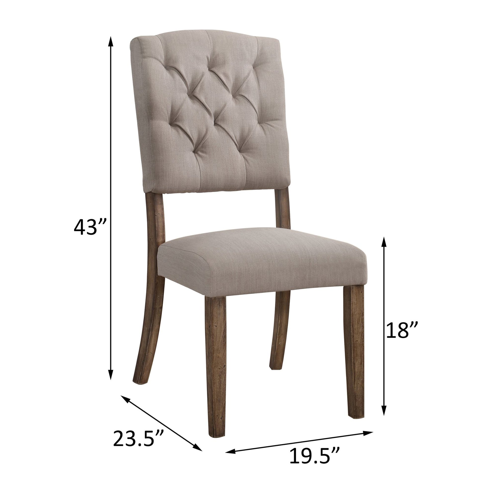 Beige and Weathered Oak Tufted Back Side Chairs (Set of 2) image 4