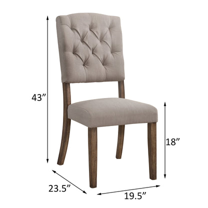Beige and Weathered Oak Tufted Back Side Chairs (Set of 2) image 4